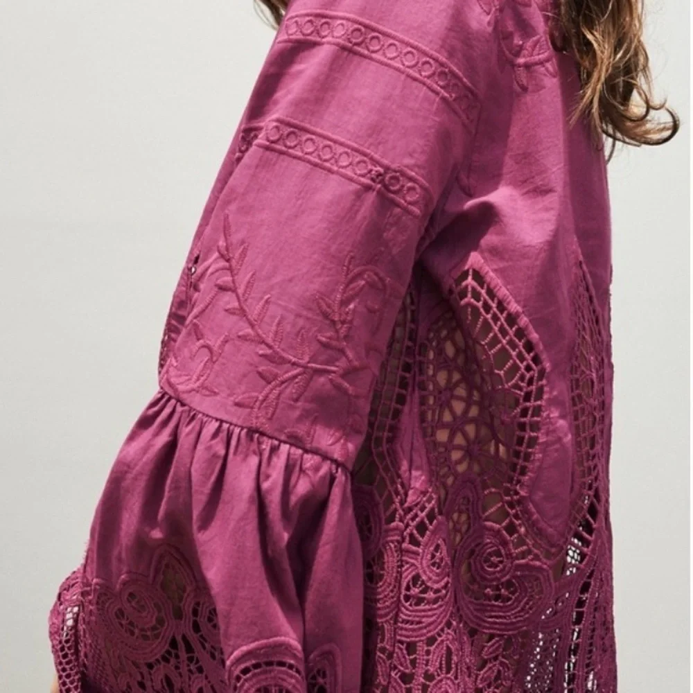 Anthropologie Chloe Oliver Embroidered Top